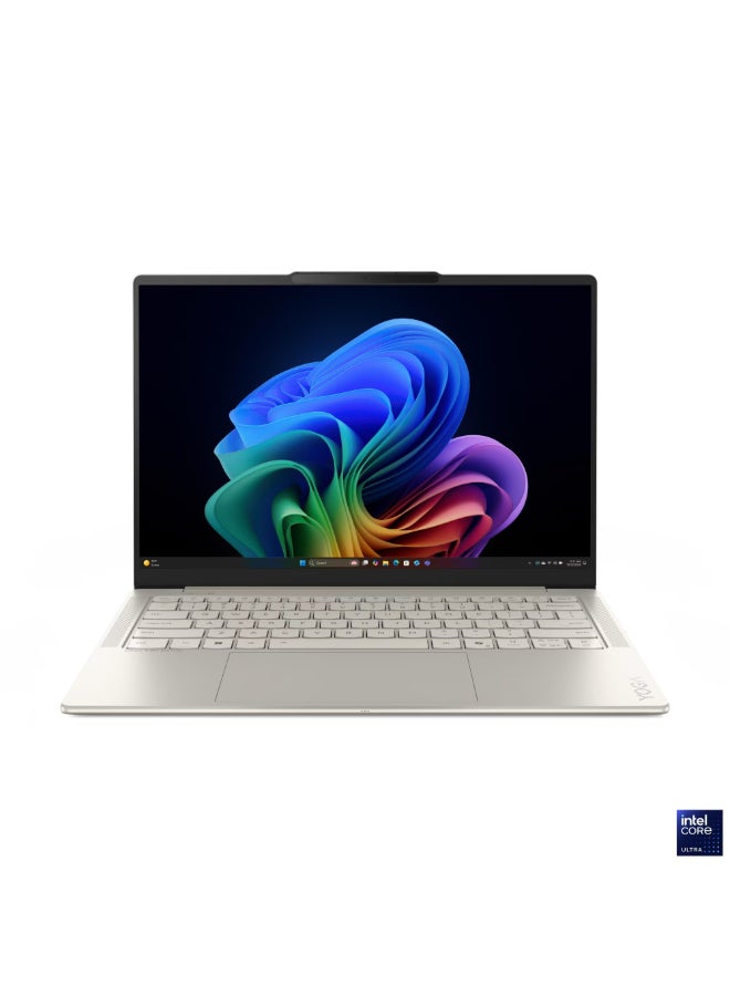 لابتوب Yoga Slim 7 14ILL10 بشاشه WUXGA مقاس 14 بوصه (1920×1200)، معالج Core Ultra 7 256V، ذاكره وصول عشوائي DDR5 سعه 16 جيجابايت، قرص صلب SSD سعه 512 جيجابايت، معالج رسومات Intel Arc، نظام التشغيل Windows 11 Home، يدعم اللغتين الانجليزيه والعربيه، اصدار Seashell الانجليزيه/العربيه Seashell